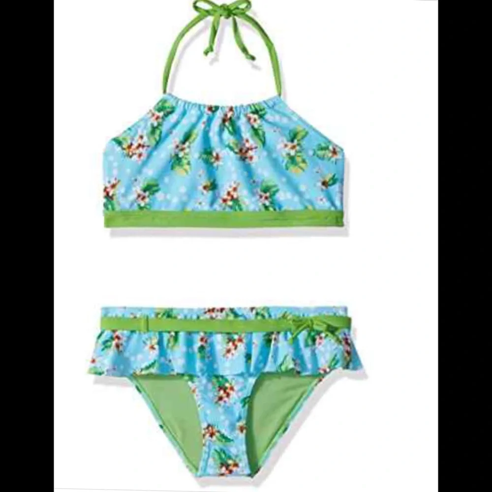 NWT sz 7/8 Vigoss orchid hibiscus tropical flower aloha 2pc swim set